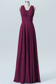 Chiffon Column Convertible Sleeveless Bridesmaid Dress-B07933