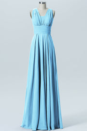 Chiffon Column Convertible Sleeveless Bridesmaid Dress-B07933