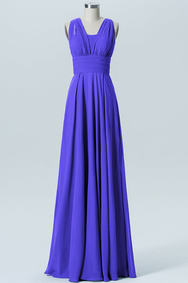 Chiffon Column Convertible Sleeveless Bridesmaid Dress-B07933