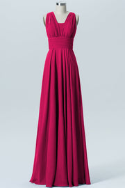 Chiffon Column Convertible Sleeveless Bridesmaid Dress-B07933