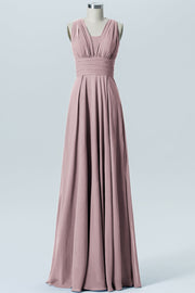 Chiffon Column Convertible Sleeveless Bridesmaid Dress-B07933