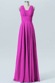 Chiffon Column Convertible Sleeveless Bridesmaid Dress-B07933