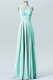 Chiffon Column Convertible Sleeveless Bridesmaid Dress-B07933