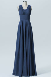 Chiffon Column Convertible Sleeveless Bridesmaid Dress-B07933