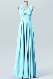 Chiffon Column Convertible Sleeveless Bridesmaid Dress-B07933