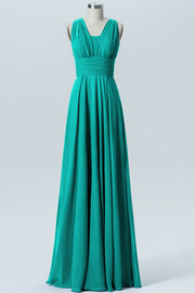 Chiffon Column Convertible Sleeveless Bridesmaid Dress-B07933
