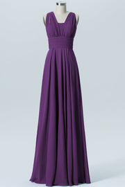 Chiffon Column Convertible Sleeveless Bridesmaid Dress-B07933
