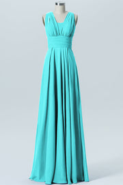 Chiffon Column Convertible Sleeveless Bridesmaid Dress-B07933