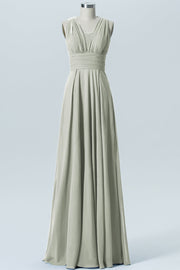 Chiffon Column Convertible Sleeveless Bridesmaid Dress-B07933