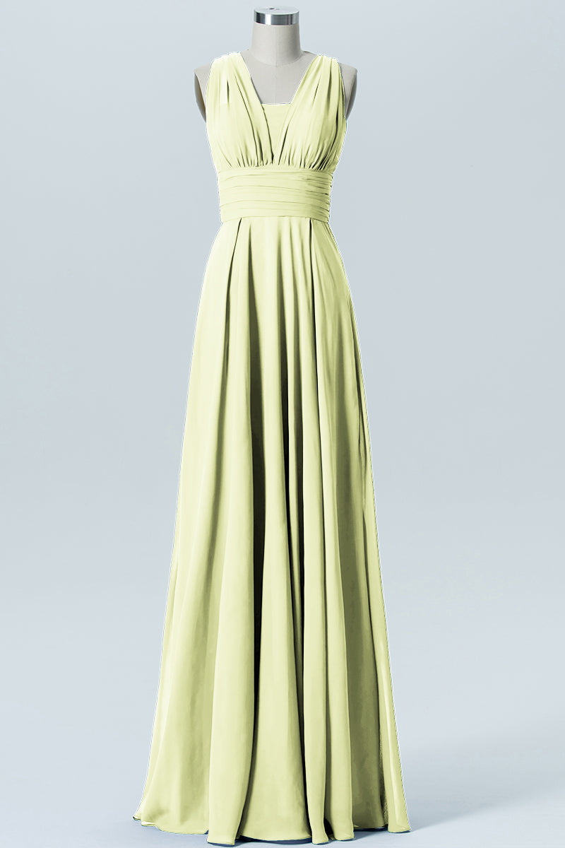 Chiffon Column Convertible Sleeveless Bridesmaid Dress-B07933