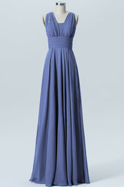 Chiffon Column Convertible Sleeveless Bridesmaid Dress-B07933