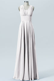 Chiffon Column Convertible Sleeveless Bridesmaid Dress-B07933