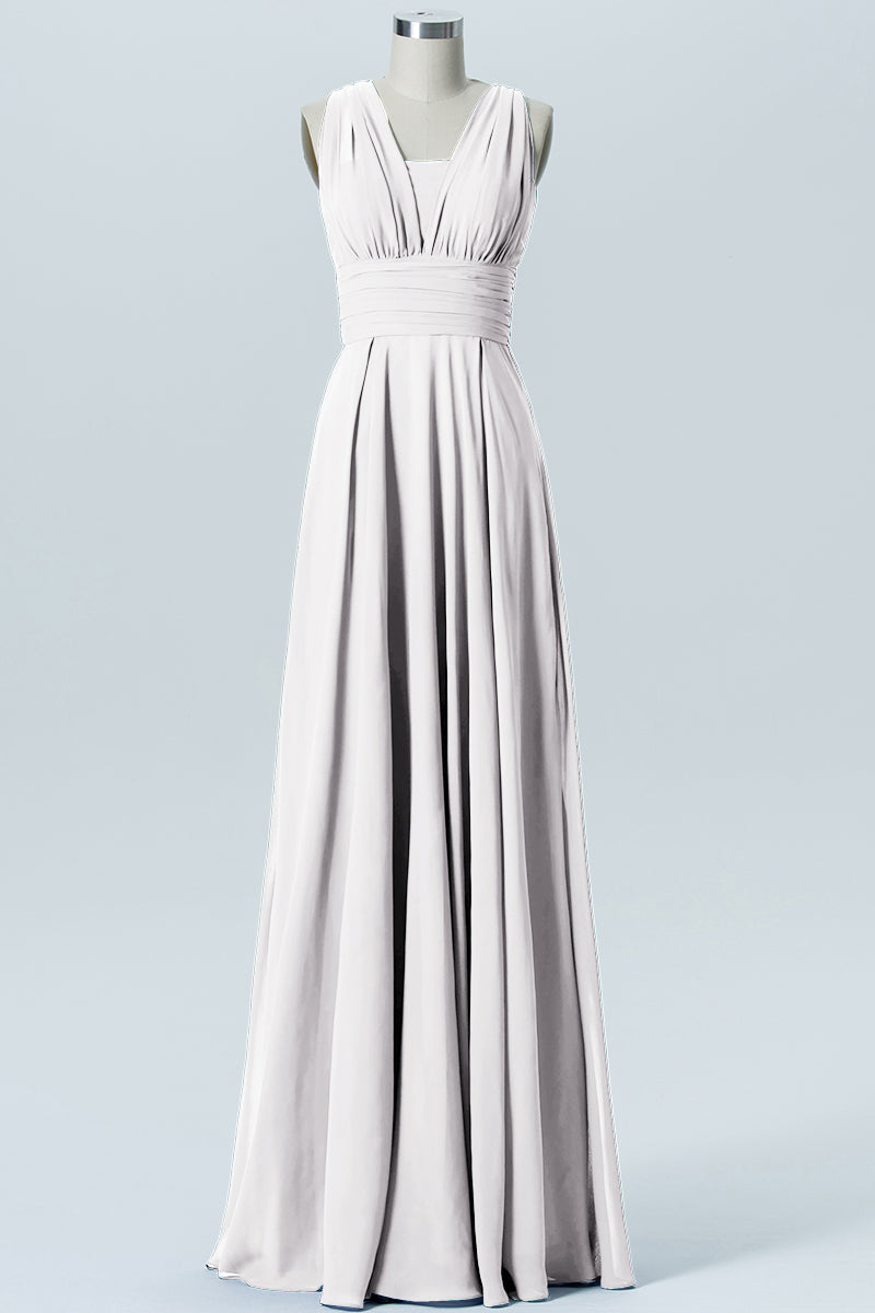 Chiffon Column Convertible Sleeveless Bridesmaid Dress-B07933