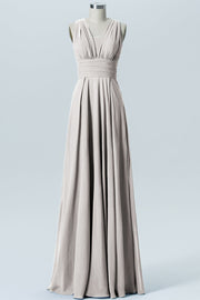 Chiffon Column Convertible Sleeveless Bridesmaid Dress-B07933