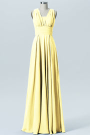Chiffon Column Convertible Sleeveless Bridesmaid Dress-B07933