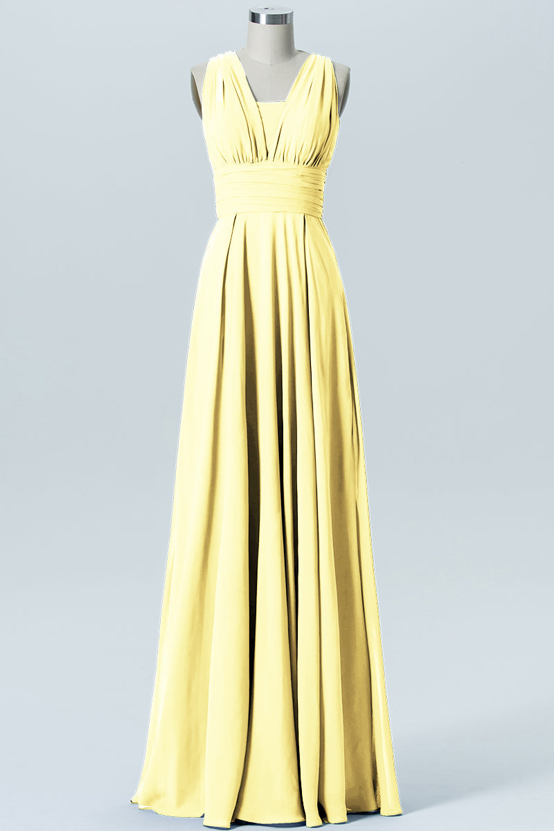 Chiffon Column Convertible Sleeveless Bridesmaid Dress-B07933