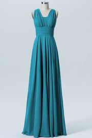 Chiffon Column Convertible Sleeveless Bridesmaid Dress-B07933