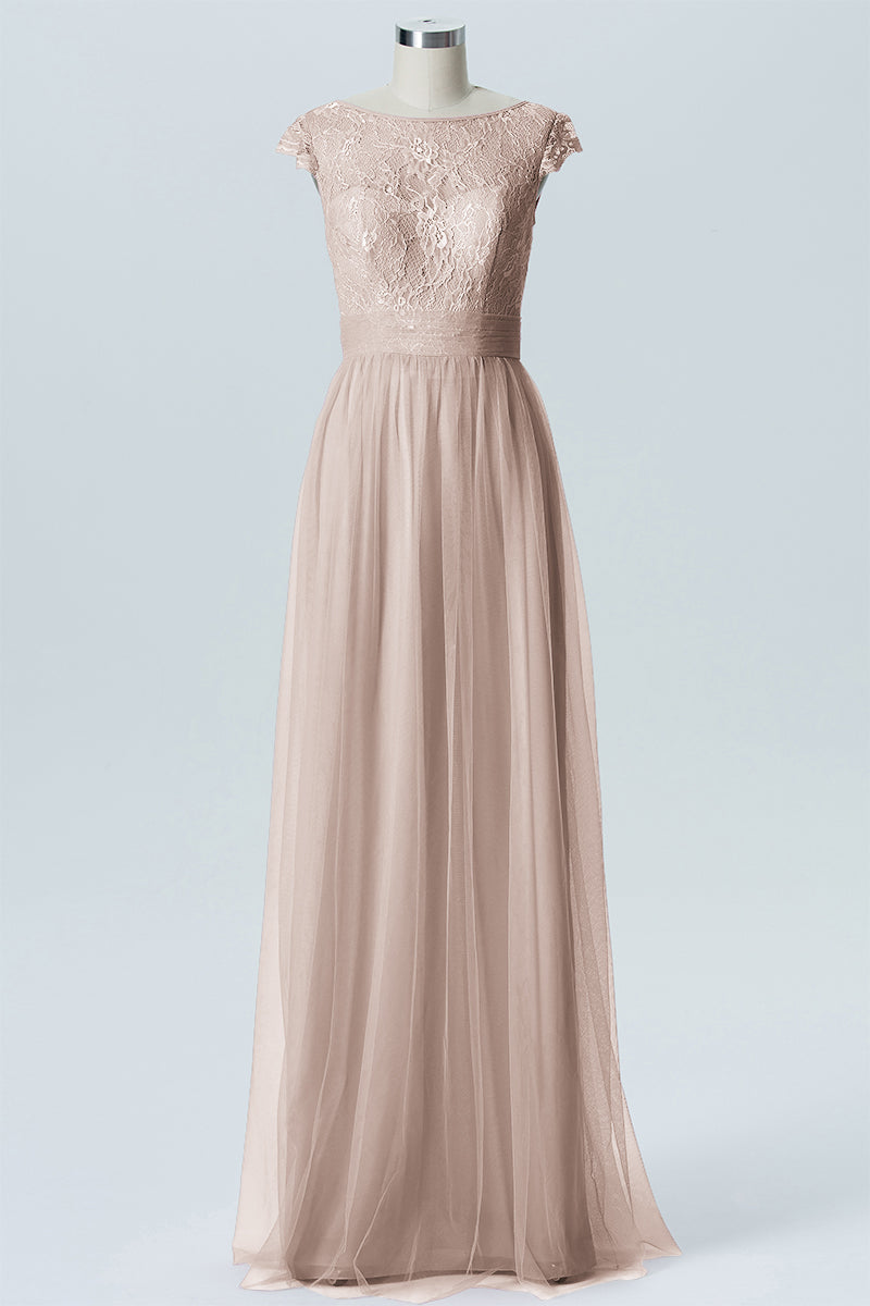 Lace Column Sweetheart Sleeveless Bridesmaid Dress-B08211