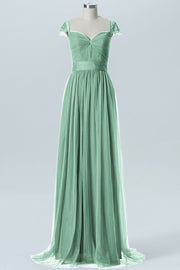 Lace Column Jewel Neck Short Sleeves Bridesmaid Dress-B08223