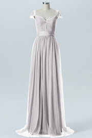 Lace Column Jewel Neck Short Sleeves Bridesmaid Dress-B08223