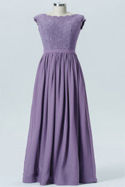 Lace Scoop Neck Sheer Sleeves Bridesmaid Dress| Plus Size | 60+ Colors