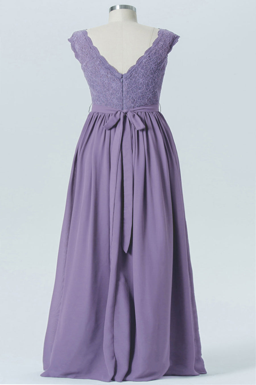 Lace Scoop Neck Sheer Sleeves Bridesmaid Dress| Plus Size | 60+ Colors