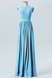 Lace Column Scoop Neck Sleeveless Bridesmaid Dress-B08227