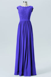 Lace Column Scoop Neck Sleeveless Bridesmaid Dress-B08227