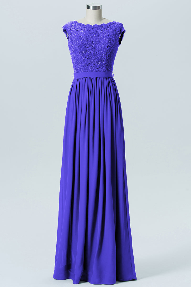 Lace Column Scoop Neck Sleeveless Bridesmaid Dress-B08227