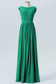 Lace Column Scoop Neck Sleeveless Bridesmaid Dress-B08227