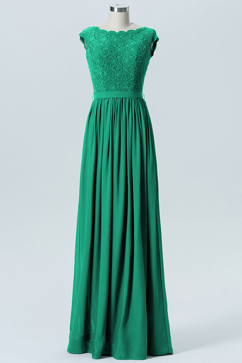 Lace Column Scoop Neck Sleeveless Bridesmaid Dress-B08227
