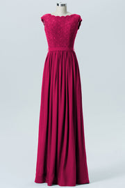 Lace Column Scoop Neck Sleeveless Bridesmaid Dress-B08227