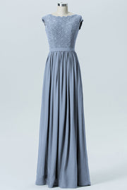 Lace Column Scoop Neck Sleeveless Bridesmaid Dress-B08227