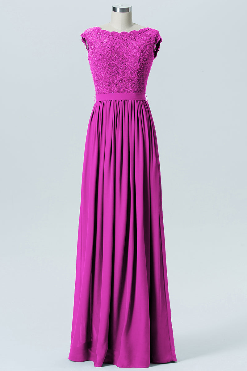 Lace Column Scoop Neck Sleeveless Bridesmaid Dress-B08227