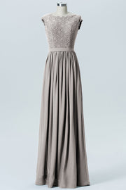 Lace Column Scoop Neck Sleeveless Bridesmaid Dress-B08227