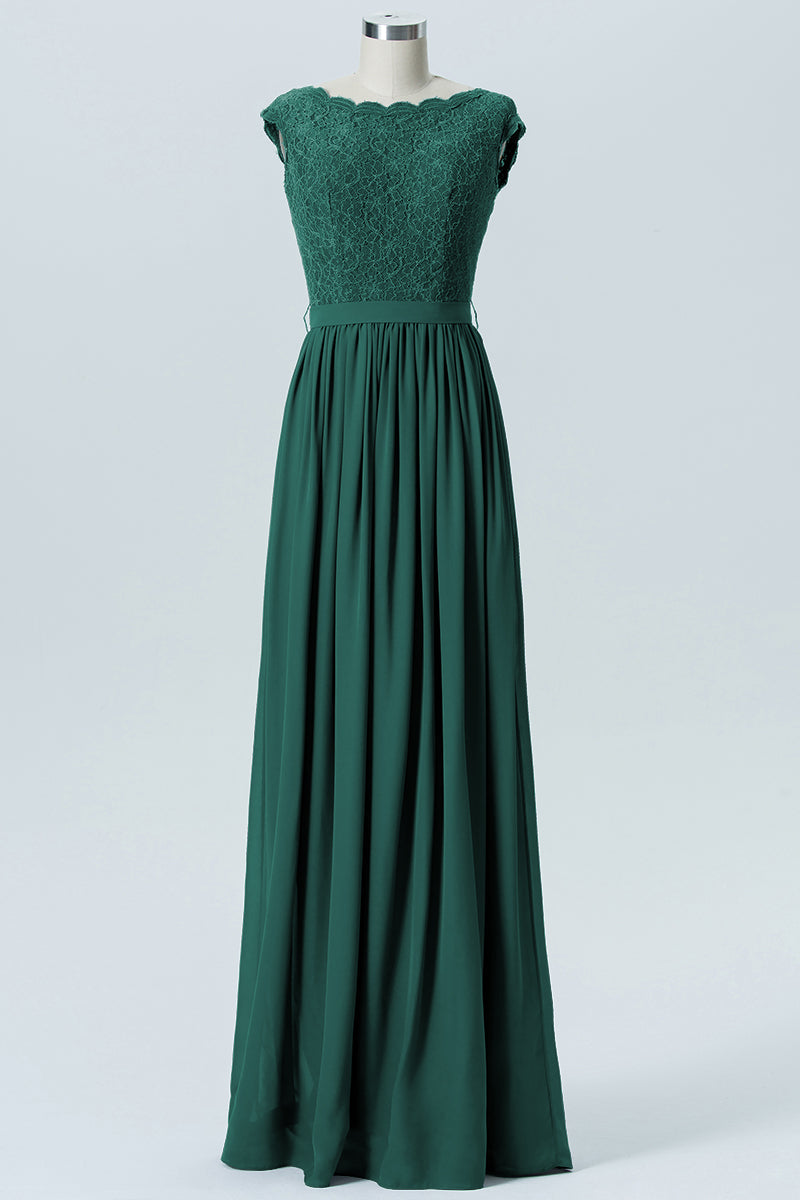 Lace Column Scoop Neck Sleeveless Bridesmaid Dress-B08227