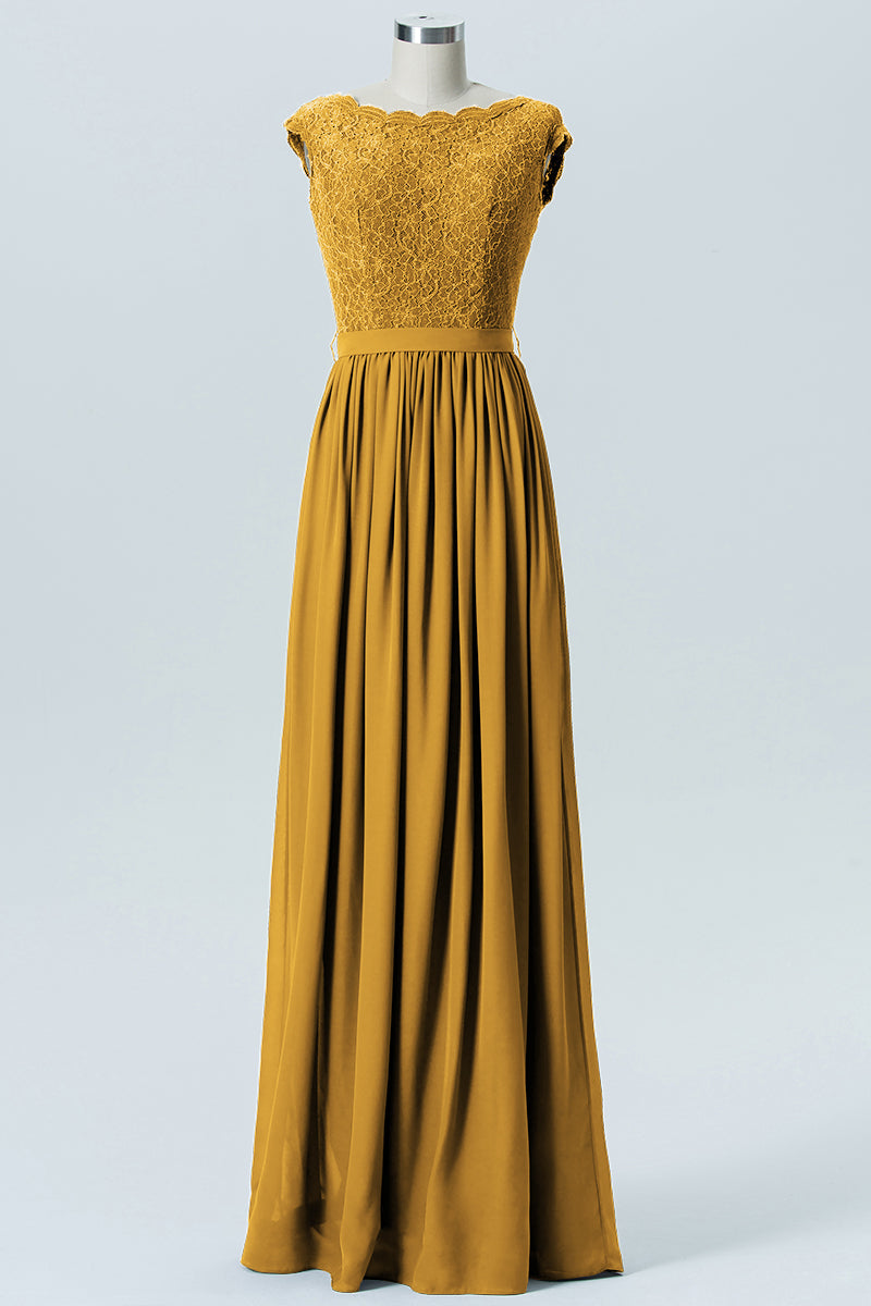Lace Column Scoop Neck Sleeveless Bridesmaid Dress-B08227