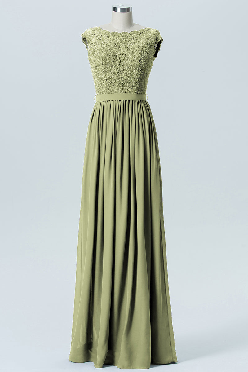 Lace Column Scoop Neck Sleeveless Bridesmaid Dress-B08227