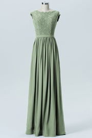 Lace Column Scoop Neck Sleeveless Bridesmaid Dress-B08227