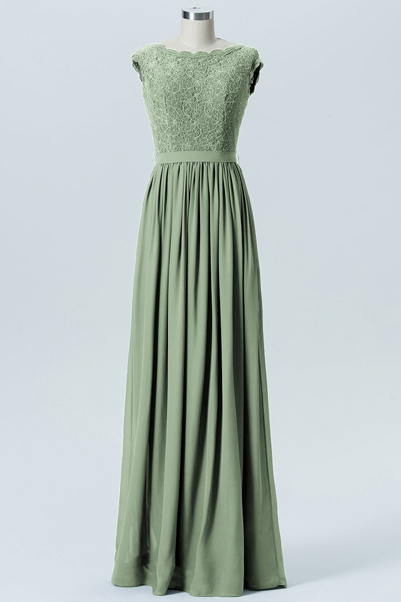 Lace Column Scoop Neck Sleeveless Bridesmaid Dress-B08227