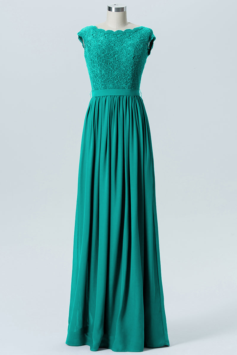 Lace Column Scoop Neck Sleeveless Bridesmaid Dress-B08227