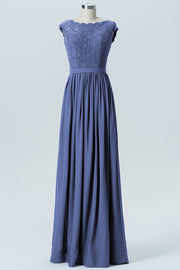 Lace Column Scoop Neck Sleeveless Bridesmaid Dress-B08227