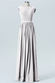Lace Column Scoop Neck Sleeveless Bridesmaid Dress-B08227