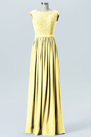 Lace Column Scoop Neck Sleeveless Bridesmaid Dress-B08227