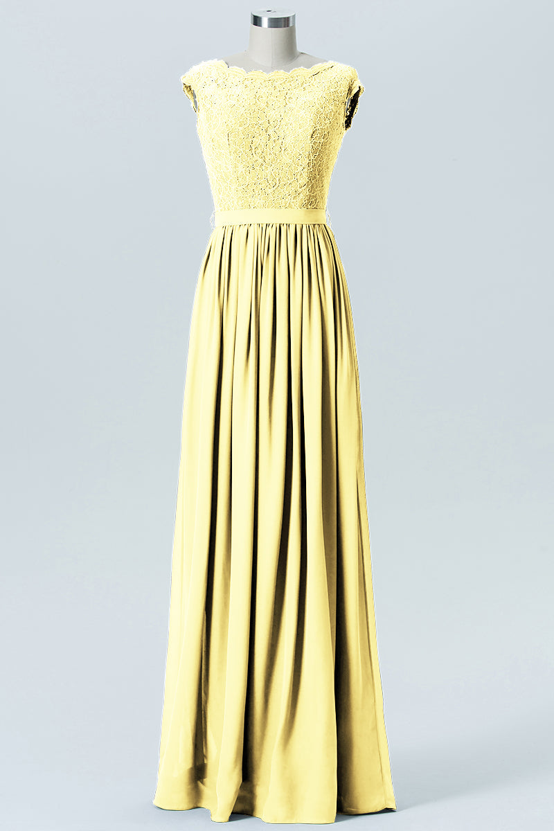 Lace Column Scoop Neck Sleeveless Bridesmaid Dress-B08227