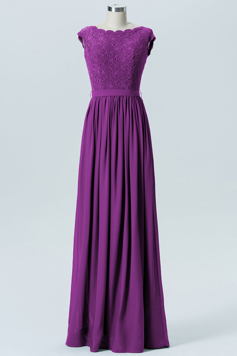 Lace Column Scoop Neck Sleeveless Bridesmaid Dress-B08227