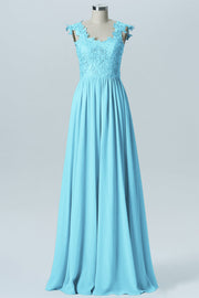Lace Column V-Neck Sleeveless Bridesmaid Dress-B08232