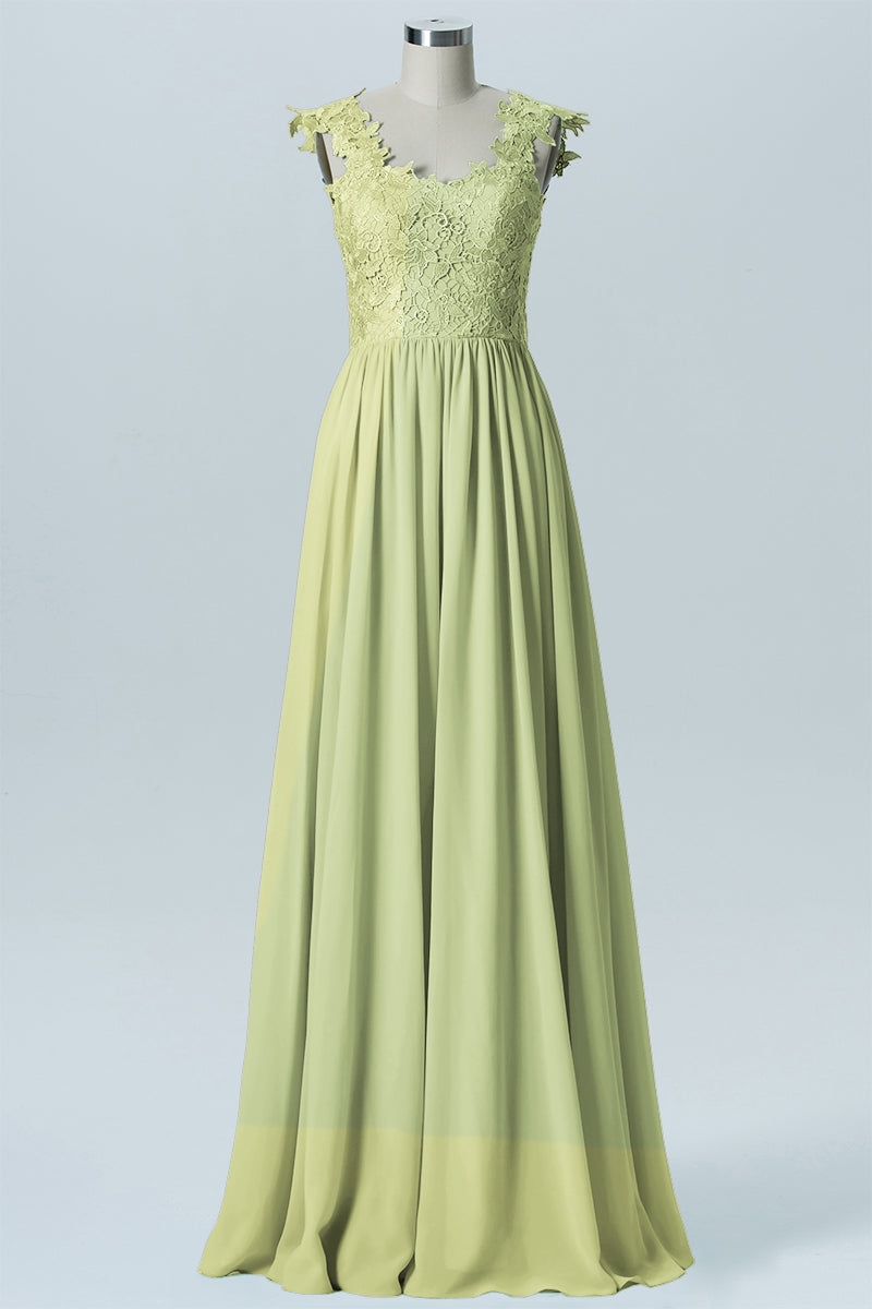 Lace Column V-Neck Sleeveless Bridesmaid Dress-B08232