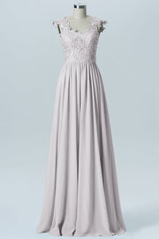 Lace Column V-Neck Sleeveless Bridesmaid Dress-B08232