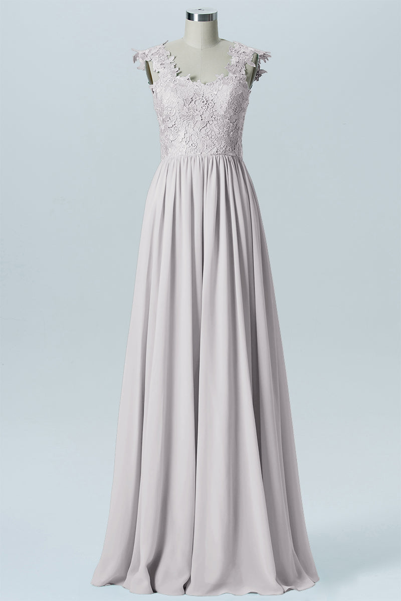 Lace Column V-Neck Sleeveless Bridesmaid Dress-B08232